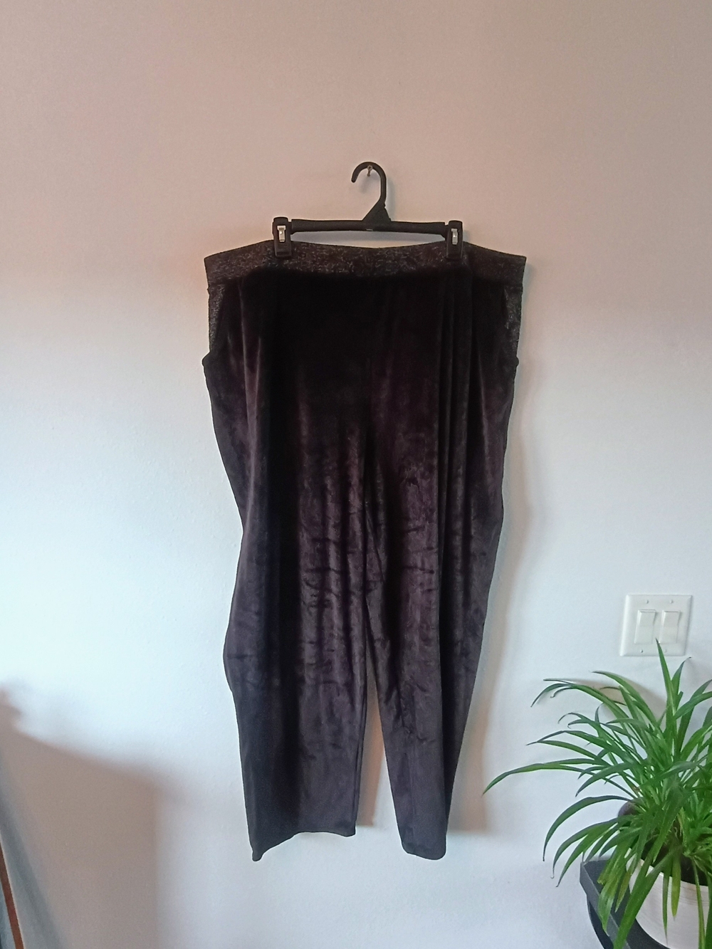 ClimateRight Cuddl Duds 3X 26/28 Black Soot Plush Fleece Lounge Pants Plus Size